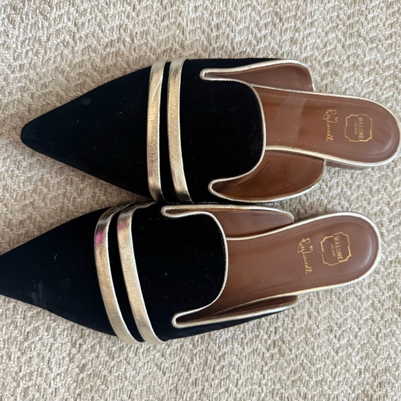 Malone Souliers Shoes - Malone Souliers Black and Gold Mules